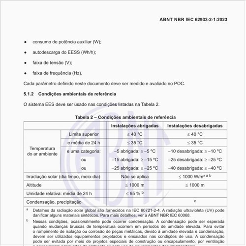 Quais são as condições ambientais de referência para os EESS?