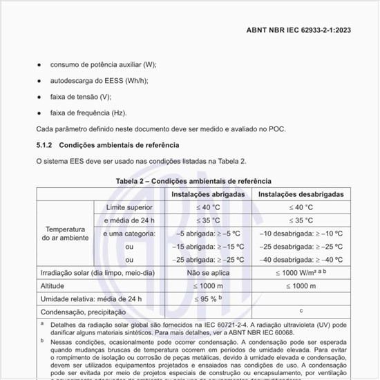 Quais são as condições ambientais de referência para os EESS?