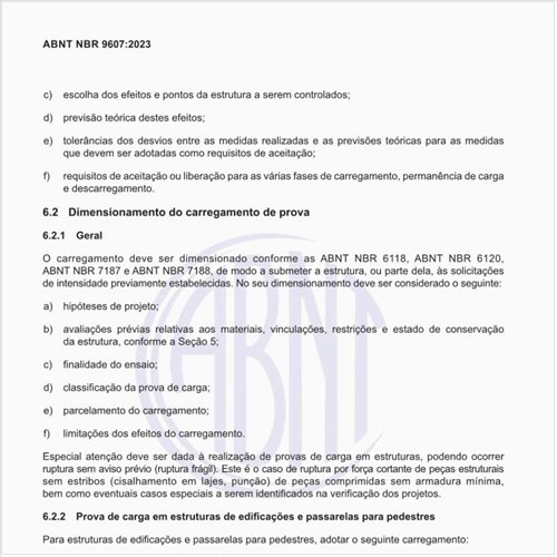 Como deve ser feito o dimensionamento do carregamento de prova?