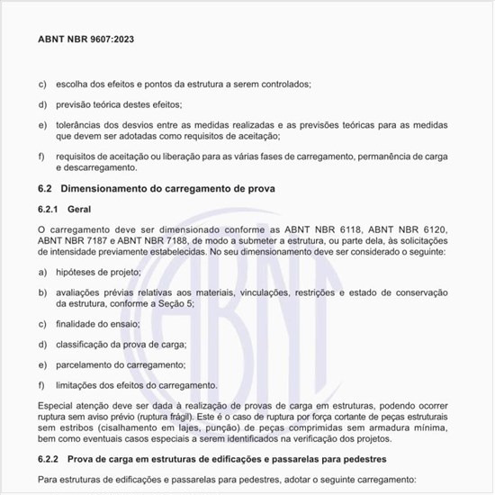 Como deve ser feito o dimensionamento do carregamento de prova?