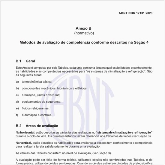 Quais são os métodos de avaliação de competência conforme descritos na norma?