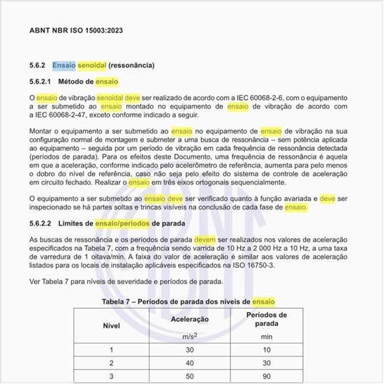 Como deve ser executado o ensaio senoidal (ressonância)?