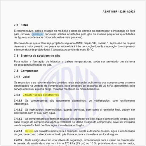 Quais devem ser as características construtivas do compressor?