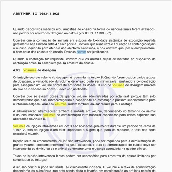 Quais devem ser os volumes de dosagem?