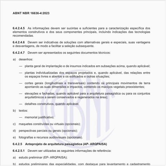 Quais as informações de referência para o anteprojeto de arquitetura paisagística?