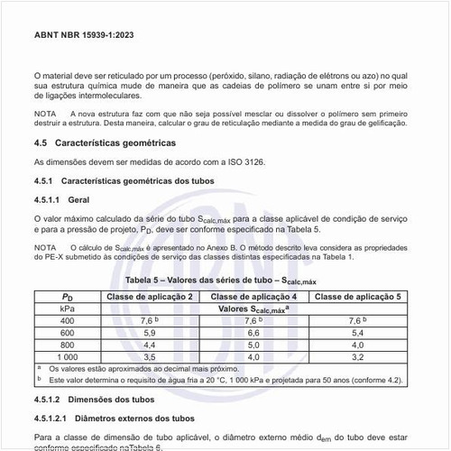 Quais são os valores das séries de tubo?
