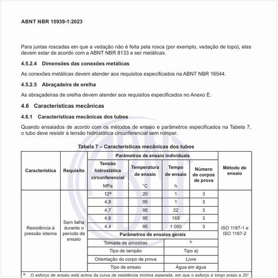 Quais são as características mecânicas dos tubos?