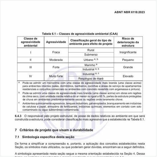 Quais são os critérios de projeto que visam a durabilidade?