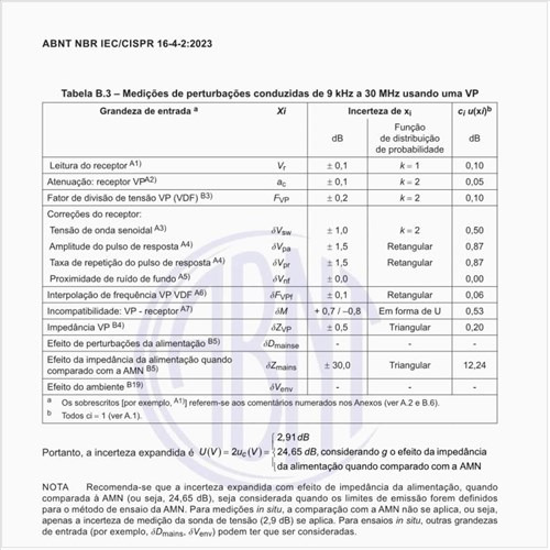 Quais são as medições de perturbações conduzidas de 9 kHz a 30 MHz usando uma VP?