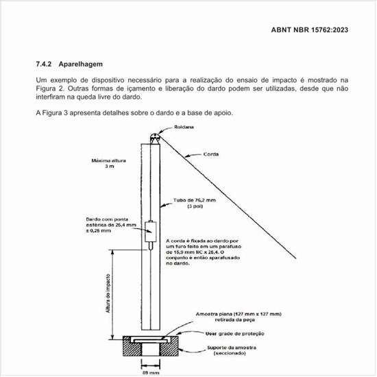 Como pode ser o dispositivo para o ensaio de impacto?