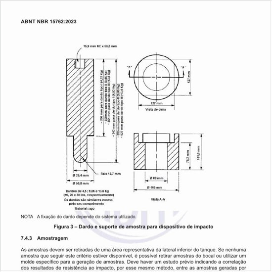 Como deve ser feita a amostragem para os ensaios?