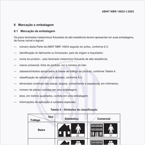 Quais são os símbolos de classificação de tráfego dos pisos?