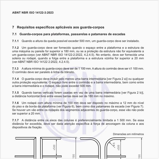 Como deve ser o vão entre dois segmentos de guarda-corpo?