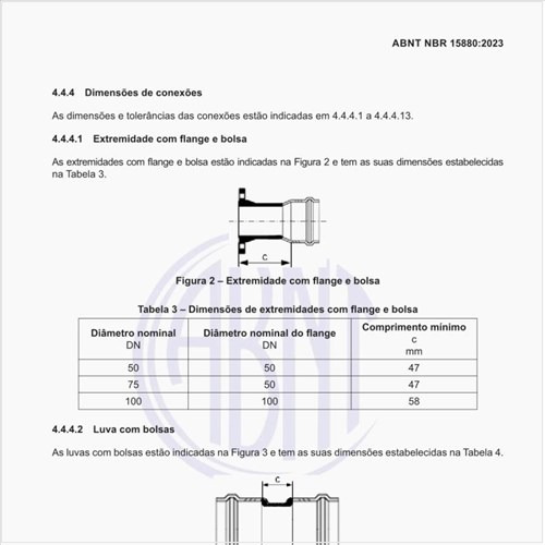 Quais as dimensões da extremidade com flange e bolsa?