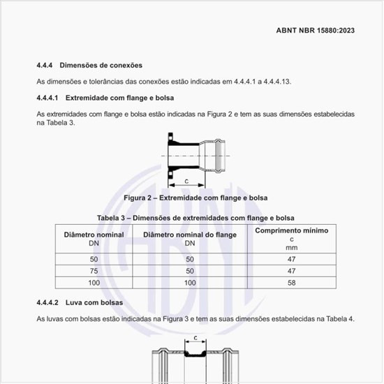 Quais as dimensões da extremidade com flange e bolsa?