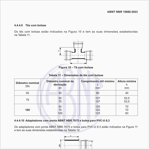 Quais as dimensões de tês com bolsas e flange?