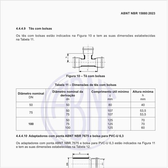 Quais as dimensões de tês com bolsas e flange?