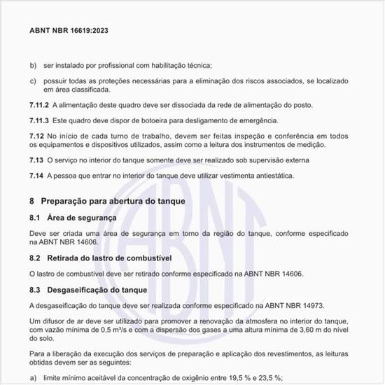 Como deve ser a preparação para a abertura do tanque?