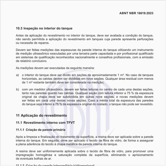 Por que realizar a inspeção no interior do tanque antes da aplicação do revestimento?