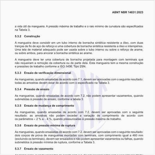 Quais são as dimensões e as especificações para mangueiras de borracha sintética 100 R2 tipo AT?