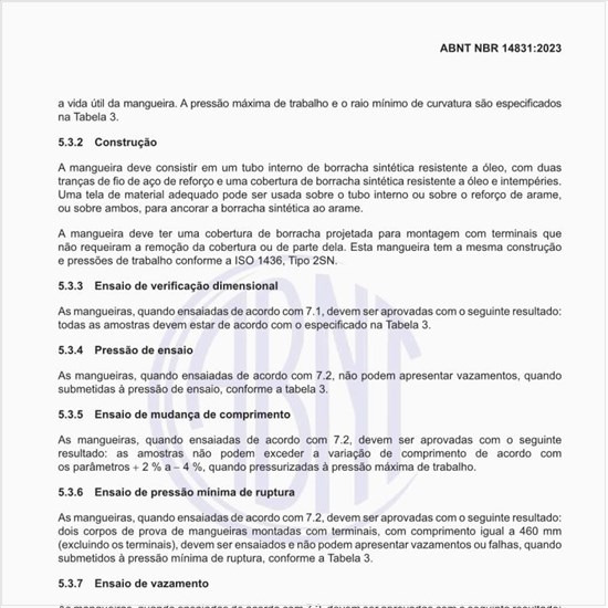 Quais são as dimensões e as especificações para mangueiras de borracha sintética 100 R2 tipo AT?