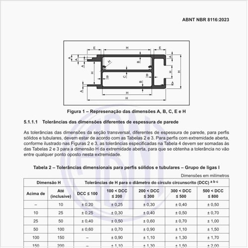 Quais são as tolerâncias dimensionais para perfis sólidos e tubulares do grupo de ligas I?