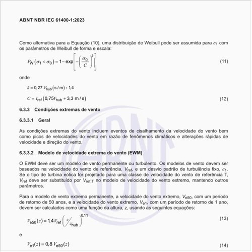 Como deve ser o modelo de velocidade extrema do vento (EWM)?