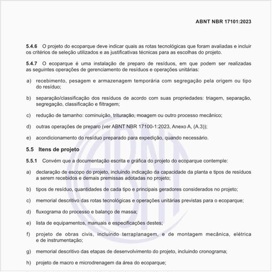 Quais são os itens de projeto de um ecoparque?