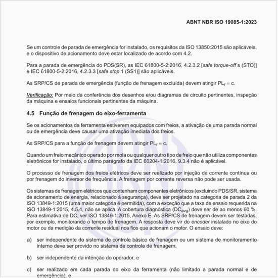 Qual a função de frenagem do eixo-ferramenta?