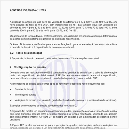 Qual deve ser a configuração de ensaio?