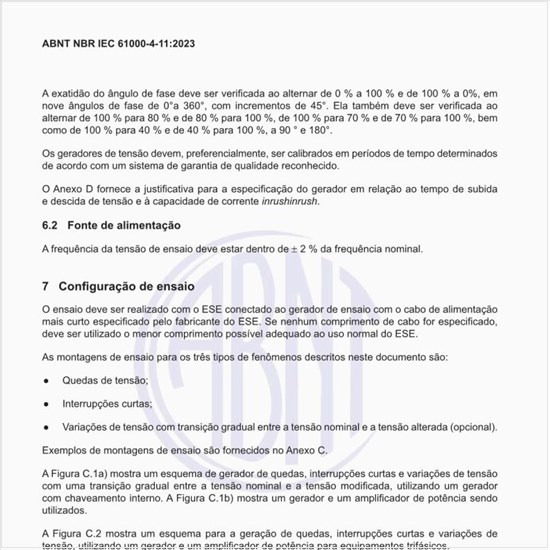 Qual deve ser a configuração de ensaio?