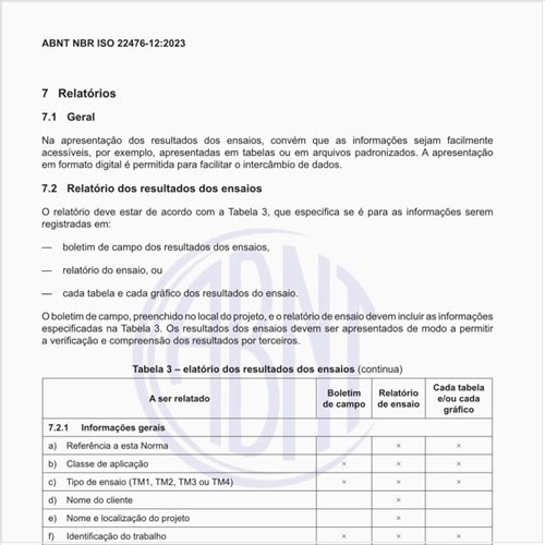 Quais as informações que devem ser especificadas no relatório de ensaio?