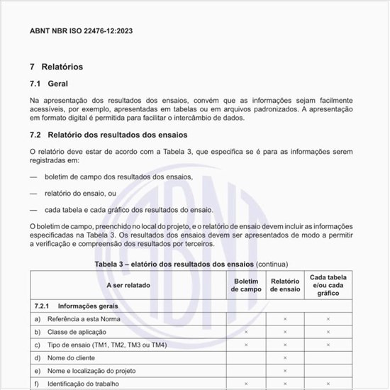 Quais as informações que devem ser especificadas no relatório de ensaio?
