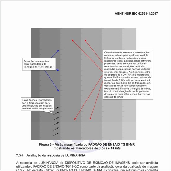 Qual deve ser a avaliação da resposta de luminância?