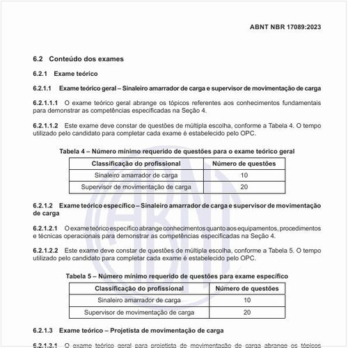 Qual deve ser o conteúdo dos exames?