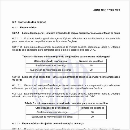 Qual deve ser o conteúdo dos exames?