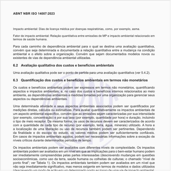 Como realizar a quantificação dos custos e benefícios ambientais em termos não monetários?