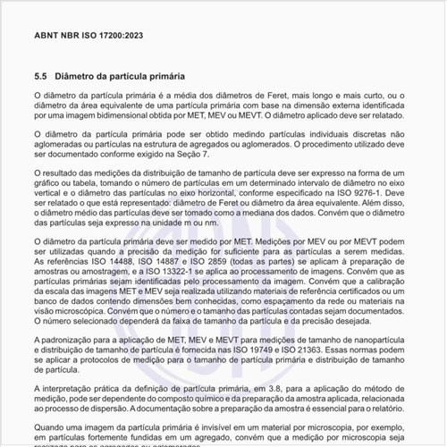 Qual é o diâmetro da partícula primária?