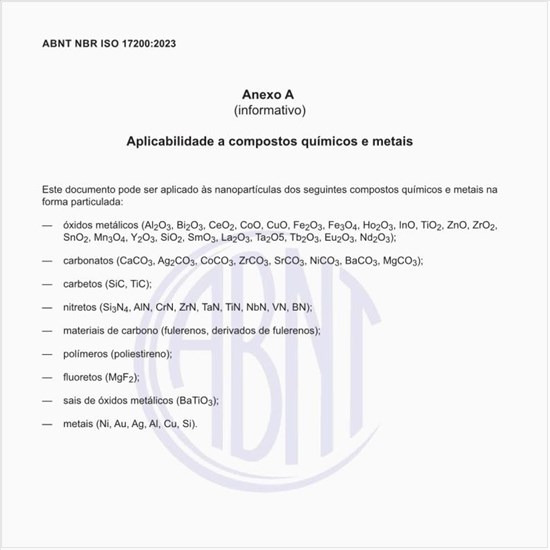 Qual é a aplicabilidade a compostos químicos e metais?