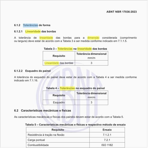 Quais são as tolerâncias na linearidade das bordas?