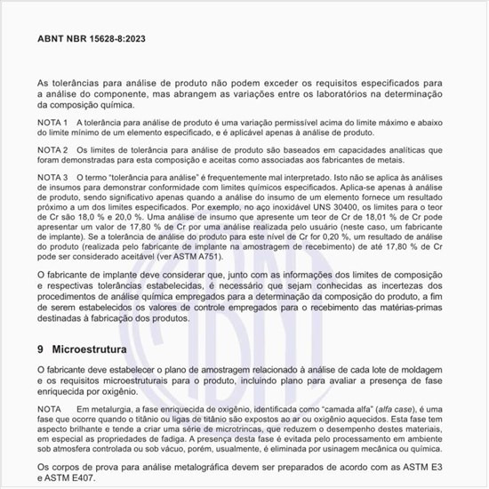 Quais os requisitos de microestrutura para o produto?