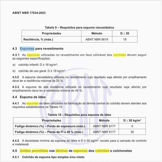 Quais são as uniões permitidas nas lâminas de espumas dos colchões e colchonetes?