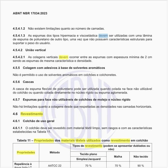 Quais devem ser as propriedades dos materiais têxteis utilizados como revestimento em colchão?