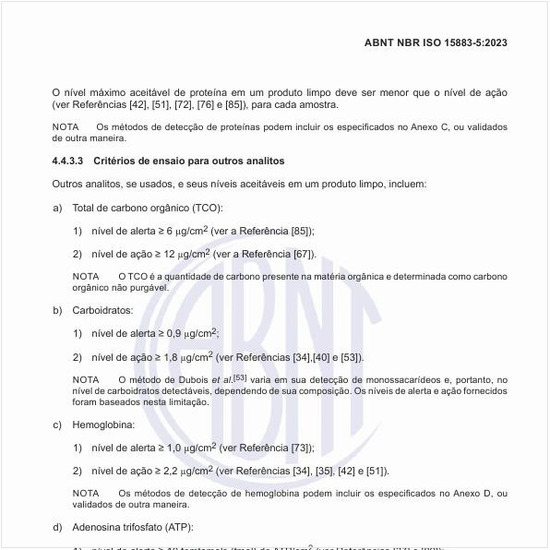 Quais são os critérios de ensaio para outros analitos?