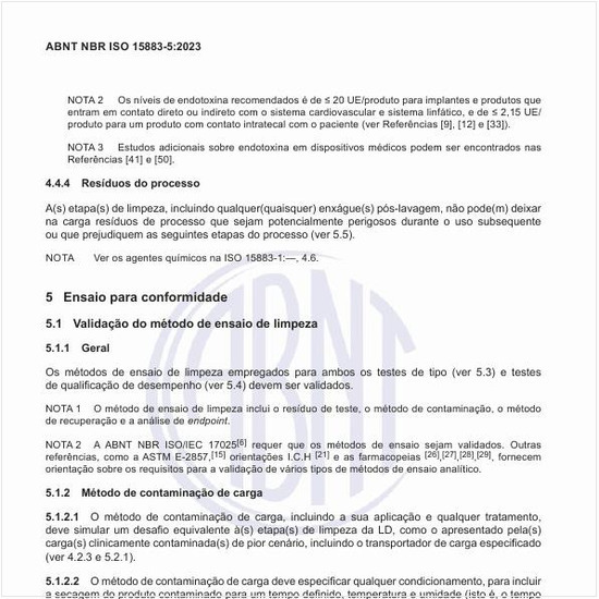 Qual deve ser o ensaio para conformidade?