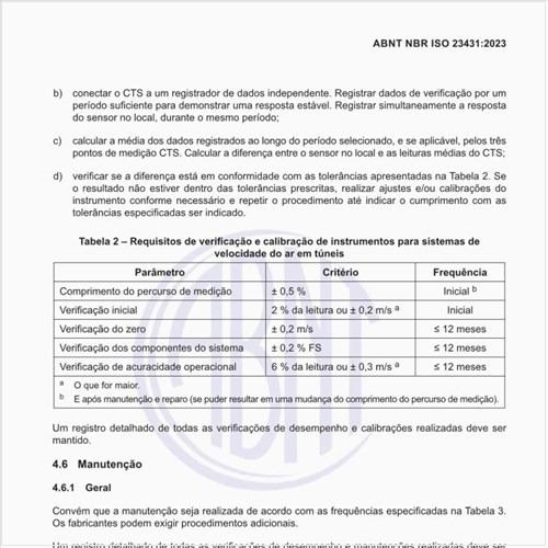Quais são os requisitos de verificação e calibração de instrumentos para sistemas de velocidade do ar em túneis?
