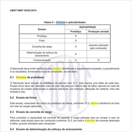 Quais são os ensaios a serem efetuados e suas aplicabilidades?