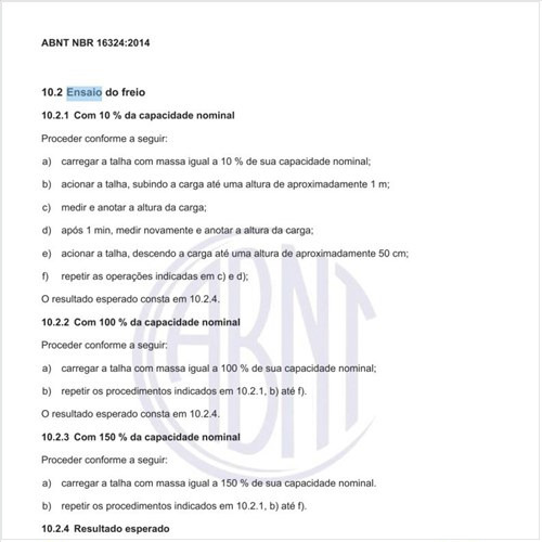 Como deve ser executado o ensaio do freio?