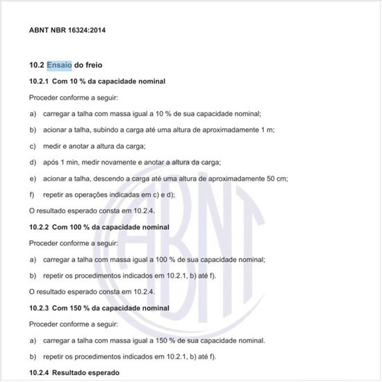 Como deve ser executado o ensaio do freio?