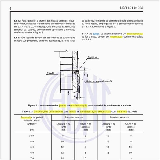 Quais são as disposições construtivas das juntas de movimentação executadas com selantes flexíveis?